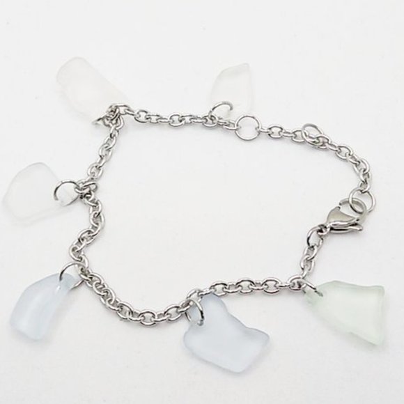 Handmade Thick Clear Sea Glass Jewelry Set - Picture 2 of 2